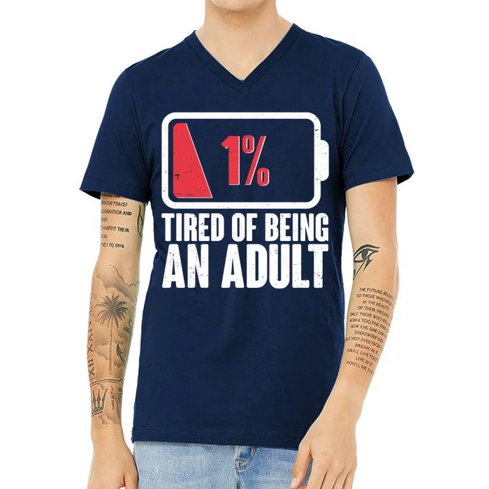 Funny Tired Of Being An Adult Low Battery V-Neck T-Shirt