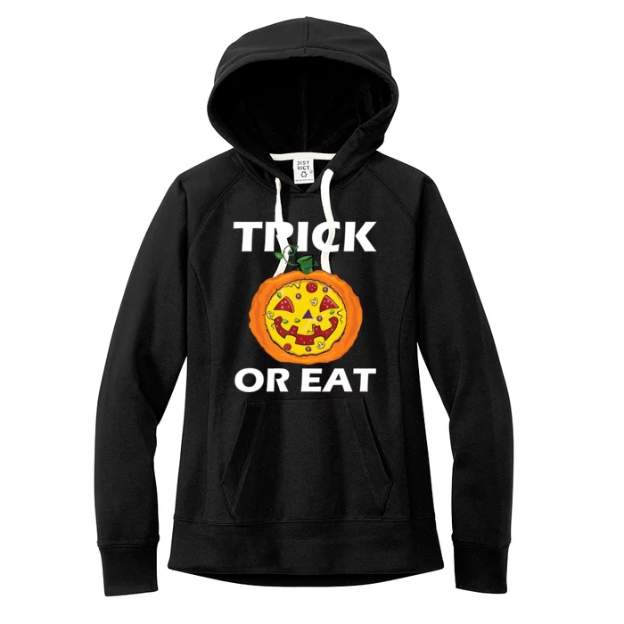 Funny Trick Or Eat Costume Pizza Face Halloween Gift Women's Fleece Hoodie