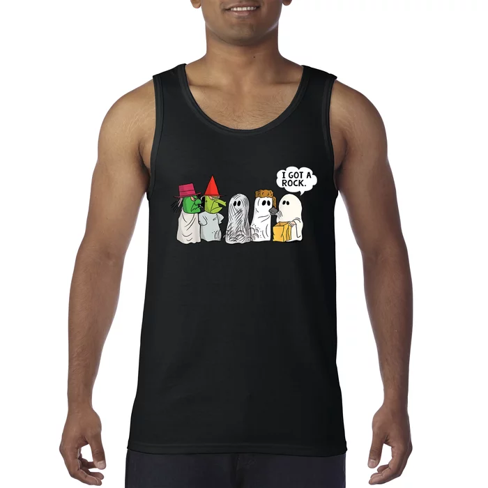 Funny Trick Or Treat Halloween Ghost Costume I Got A Rock Tank Top