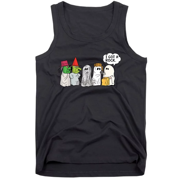 Funny Trick Or Treat Halloween Ghost Costume I Got A Rock Tank Top