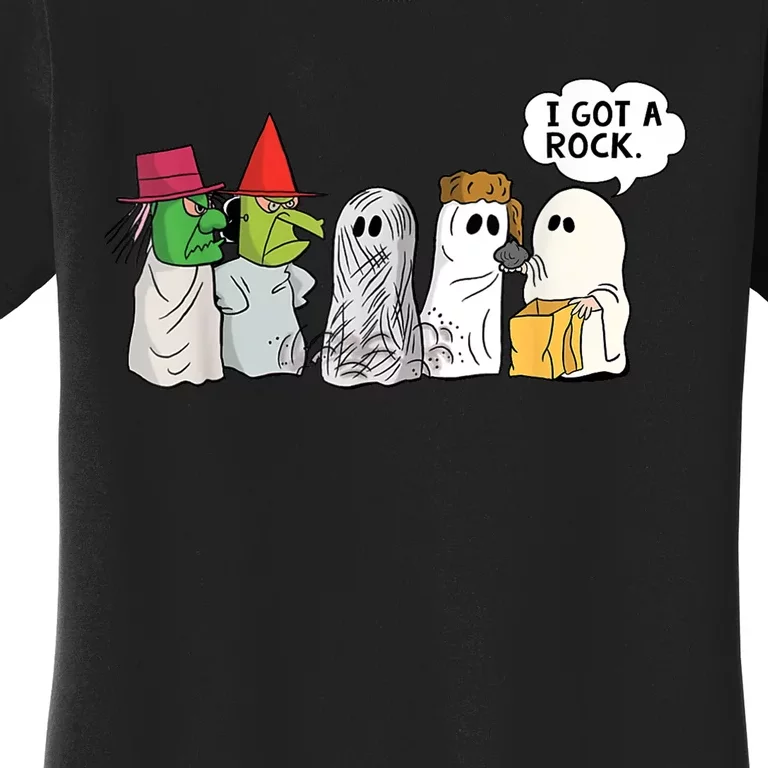 Funny Trick Or Treat Halloween Ghost Costume I Got A Rock Women's T-Shirt