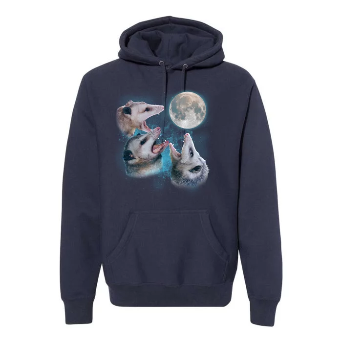 Funny Three Opossum Moon Premium Hoodie