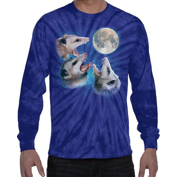 Funny Three Opossum Moon Tie-Dye Long Sleeve Shirt