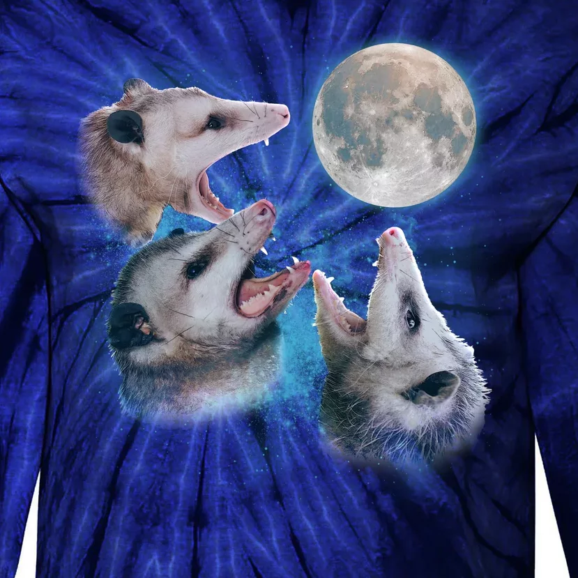 Funny Three Opossum Moon Tie-Dye Long Sleeve Shirt