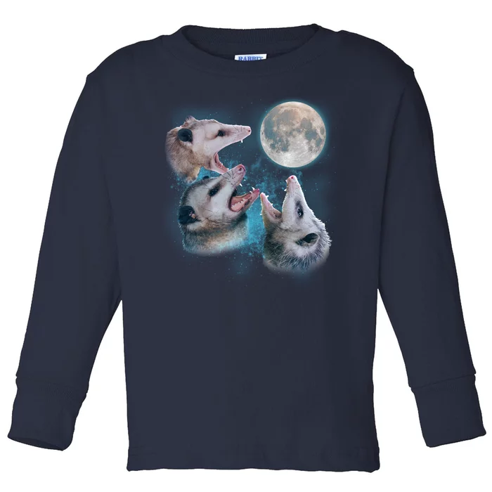 Funny Three Opossum Moon Toddler Long Sleeve Shirt