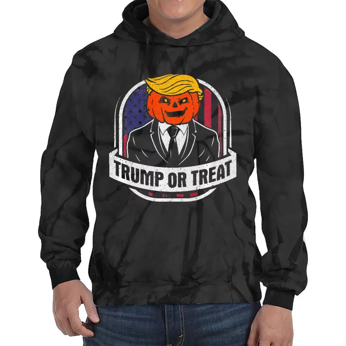 Funny Trump Or Treat Halloween Premium Tie Dye Hoodie