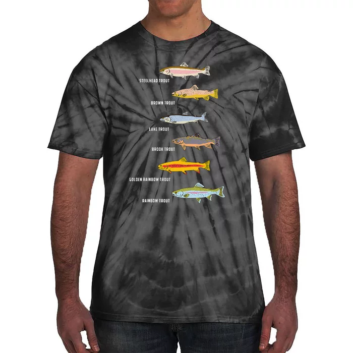 Funny Types Of Trout Fish Species Fishing Angling Tie-Dye T-Shirt