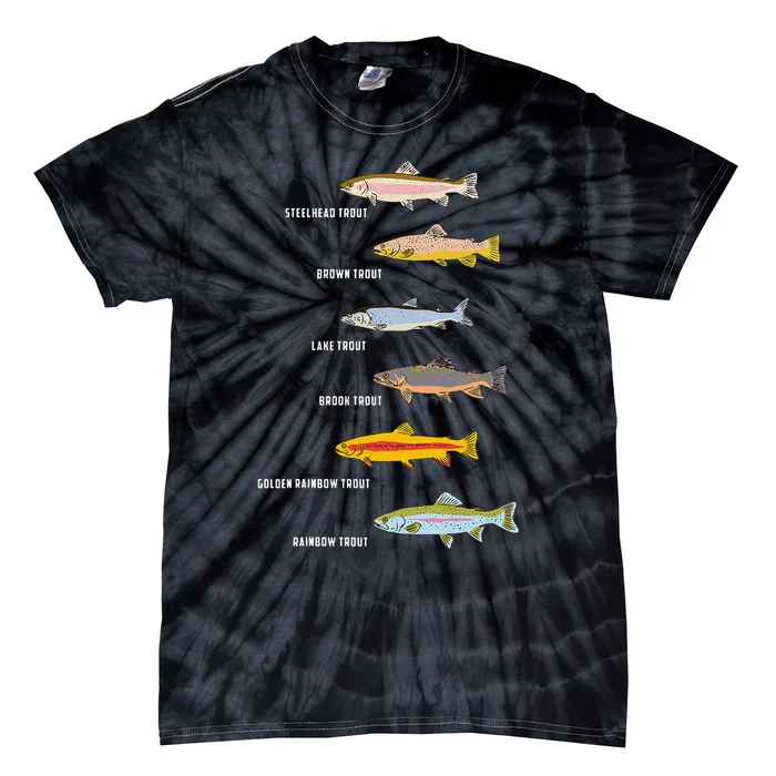 Funny Types Of Trout Fish Species Fishing Angling Tie-Dye T-Shirt