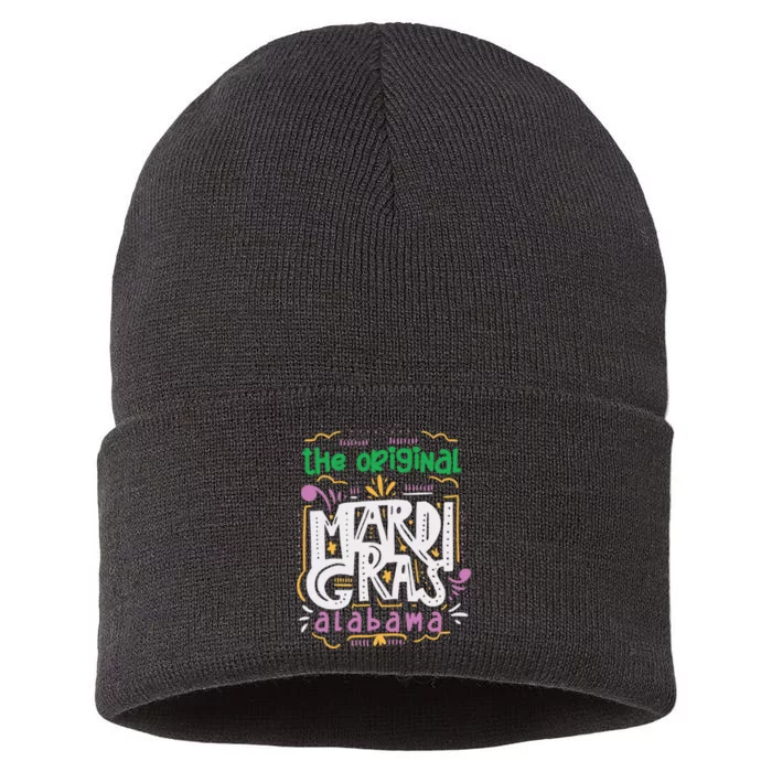 Funny The Original Mardi Gras Carnival Alabama Mobile City Sustainable Knit Beanie