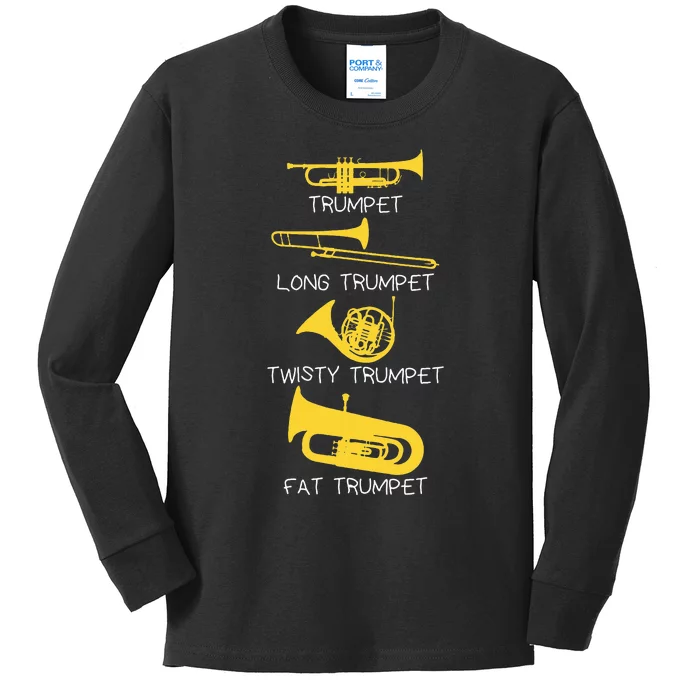 Funny Types Of Trumpet Player Kids Long Sleeve Shirt