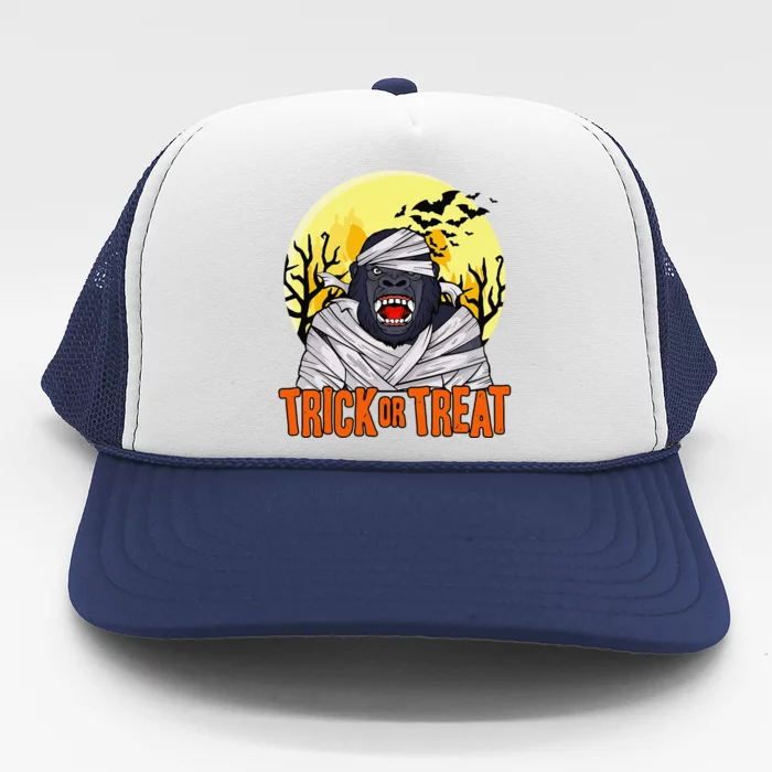 Funny Trick Or Treat Bigfoot Halloween Scary Sasquatch Mummy Trucker Hat