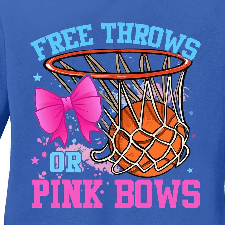 Free Throws Or Pink Bows Pregnancy Pink Or Blue Ladies Long Sleeve Shirt