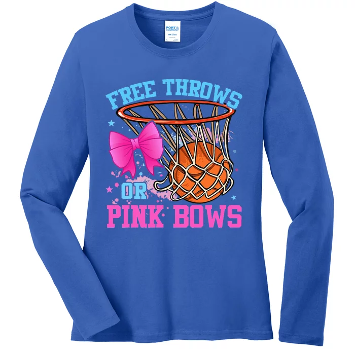 Free Throws Or Pink Bows Pregnancy Pink Or Blue Ladies Long Sleeve Shirt