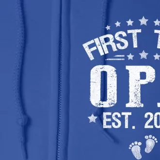 First Time Opa Est 2024 FatherS Day Promoted To Opa Cool Gift Full Zip Hoodie