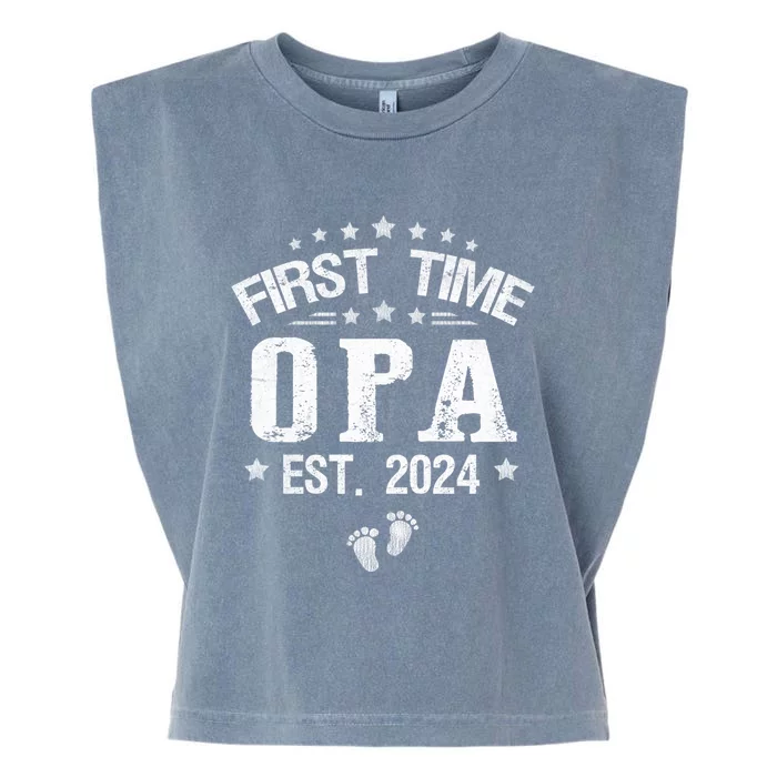 First Time Opa Est 2024 FatherS Day Promoted To Opa Cool Gift Garment-Dyed Women's Muscle Tee