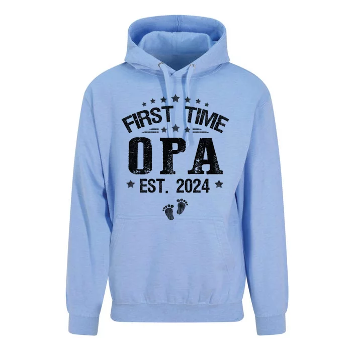 First Time Opa Est 2024 FatherS Day Promoted To Opa Cool Gift Unisex Surf Hoodie