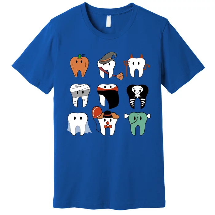 Funny Trick Or Teeth Funny Dental Halloween Treat Dentist Gift Premium T-Shirt