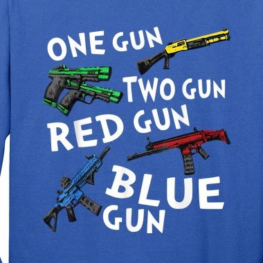 Funny Tee One Gun Two Gun Red Gun Blue Gun Custome Long Sleeve Shirt