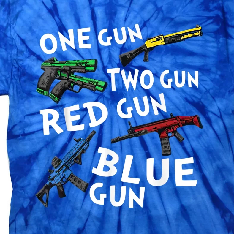 Funny Tee One Gun Two Gun Red Gun Blue Gun Custome Tie-Dye T-Shirt