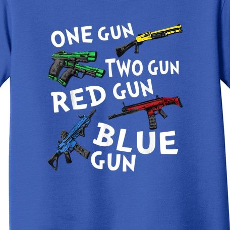 Funny Tee One Gun Two Gun Red Gun Blue Gun Custome Toddler T-Shirt