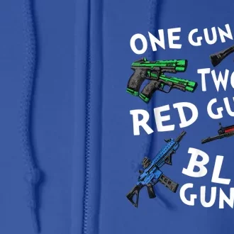 Funny Tee One Gun Two Gun Red Gun Blue Gun Custome Full Zip Hoodie