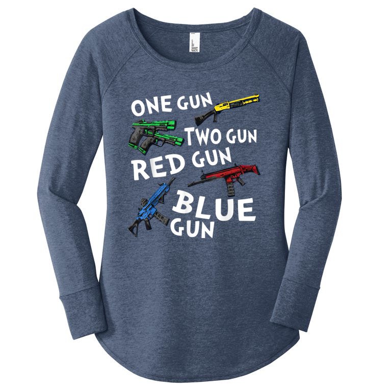 Funny Tee One Gun Two Gun Red Gun Blue Gun Custome Women’s Perfect Tri Tunic Long Sleeve Shirt