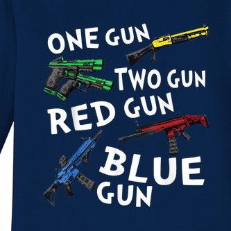 Funny Tee One Gun Two Gun Red Gun Blue Gun Custome Baby Long Sleeve Bodysuit