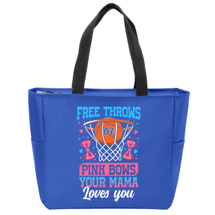 Free Throws Or Pink Bows Your Mama Loves You Gender Reveal Gift Zip Tote Bag