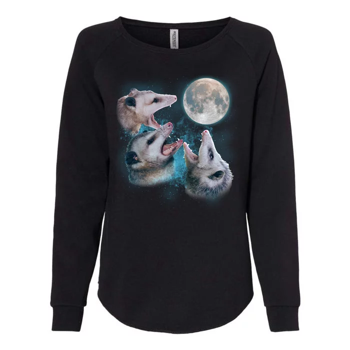 Funny Three Opossom Moon Womens California Wash Sweatshirt