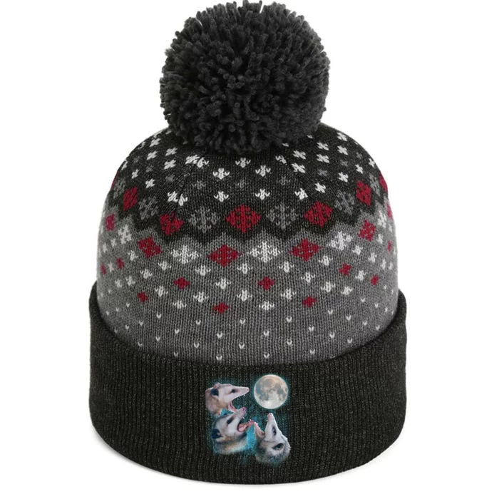 Funny Three Opossom Moon The Baniff Cuffed Pom Beanie