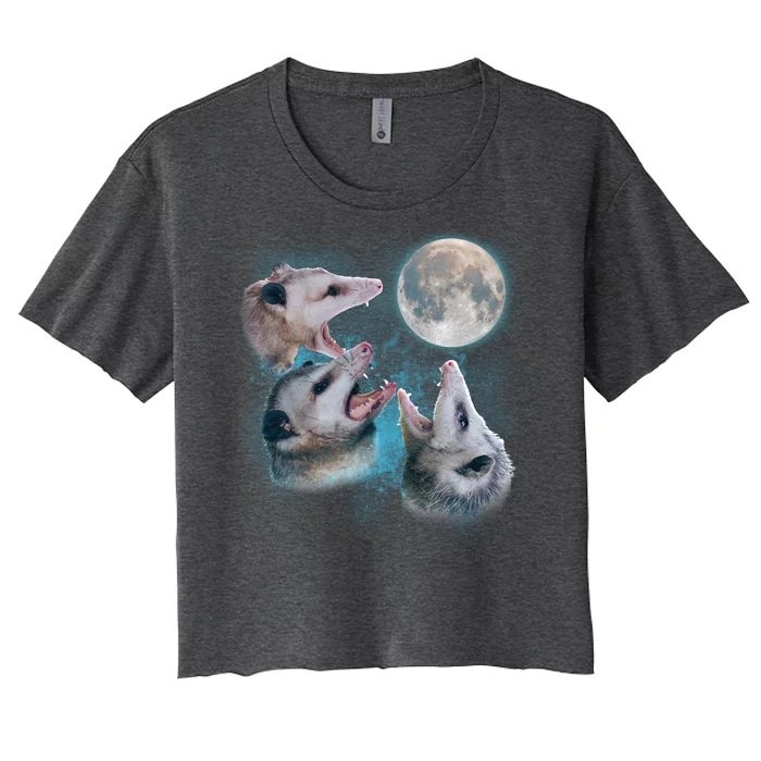 Funny Three Opossom Moon Women's Crop Top Tee