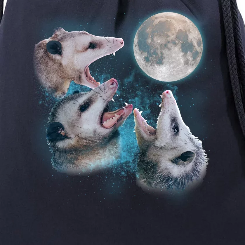 Funny Three Opossom Moon Drawstring Bag