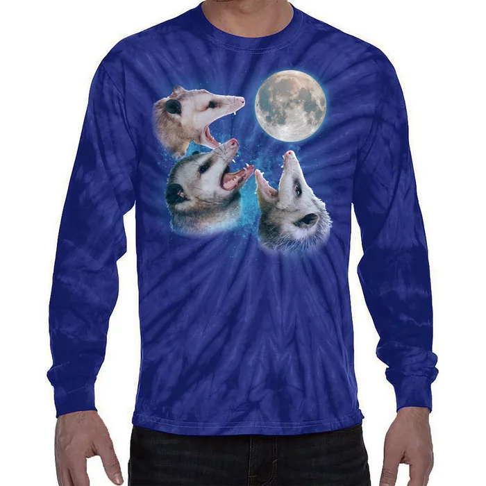 Funny Three Opossom Moon Tie-Dye Long Sleeve Shirt