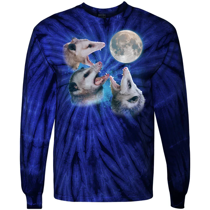 Funny Three Opossom Moon Tie-Dye Long Sleeve Shirt