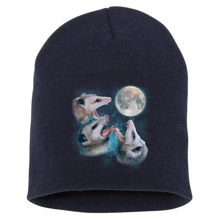 Funny Three Opossom Moon Short Acrylic Beanie