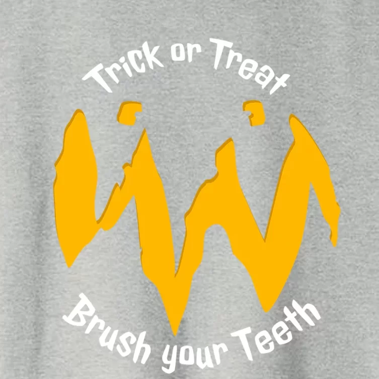 Funny Trick Or Treat Brush Your Teeth Halloween Gift Women's Crop Top Tee