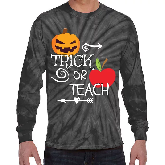 Funny Trick Or Teach Easy Halloween Teacher Costume Tie-Dye Long Sleeve Shirt