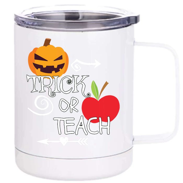 Funny Trick Or Teach Easy Halloween Teacher Costume Front & Back 12oz Stainless Steel Tumbler Cup