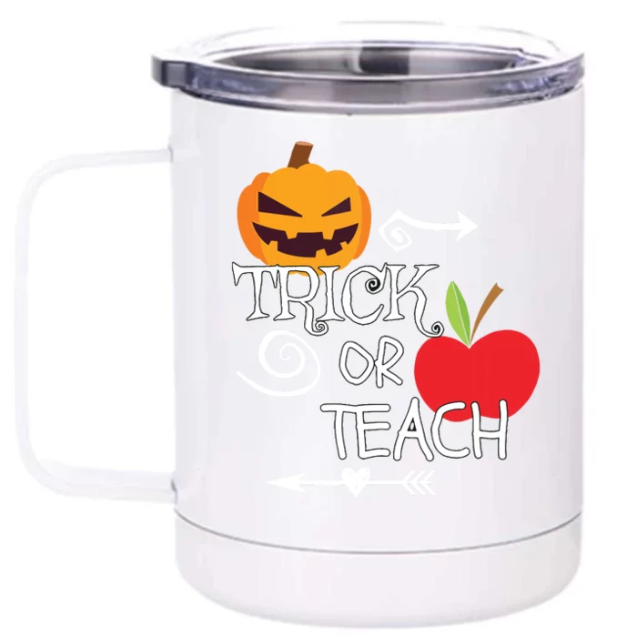 Funny Trick Or Teach Easy Halloween Teacher Costume Front & Back 12oz Stainless Steel Tumbler Cup