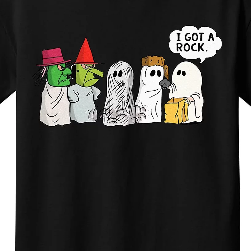 Funny Trick Or Treat Halloween Ghost Costume I Got A Rock Kids T-Shirt