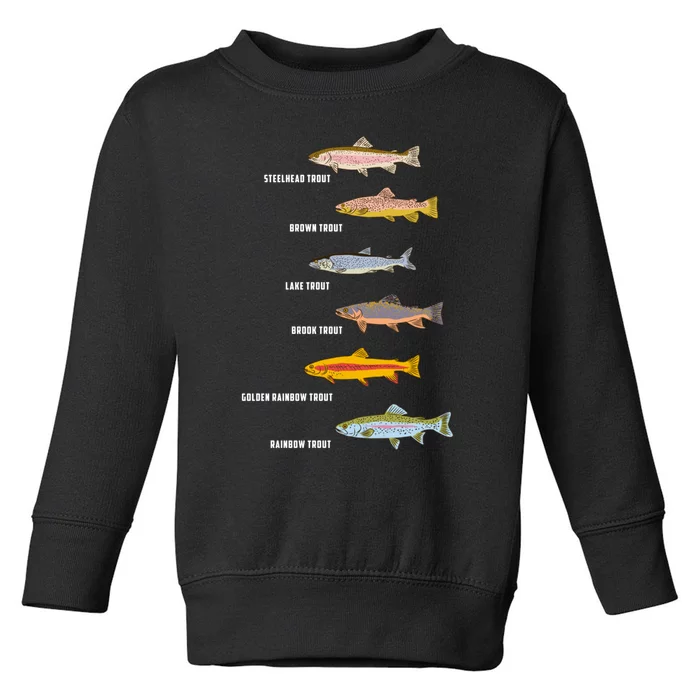 Funny Types Of Trout Fish Species Fishing Angling Toddler Sweatshirt