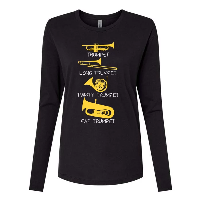 Funny Types Of Trumpet Player Marching Jazz Band Womens Cotton Relaxed Long Sleeve T-Shirt