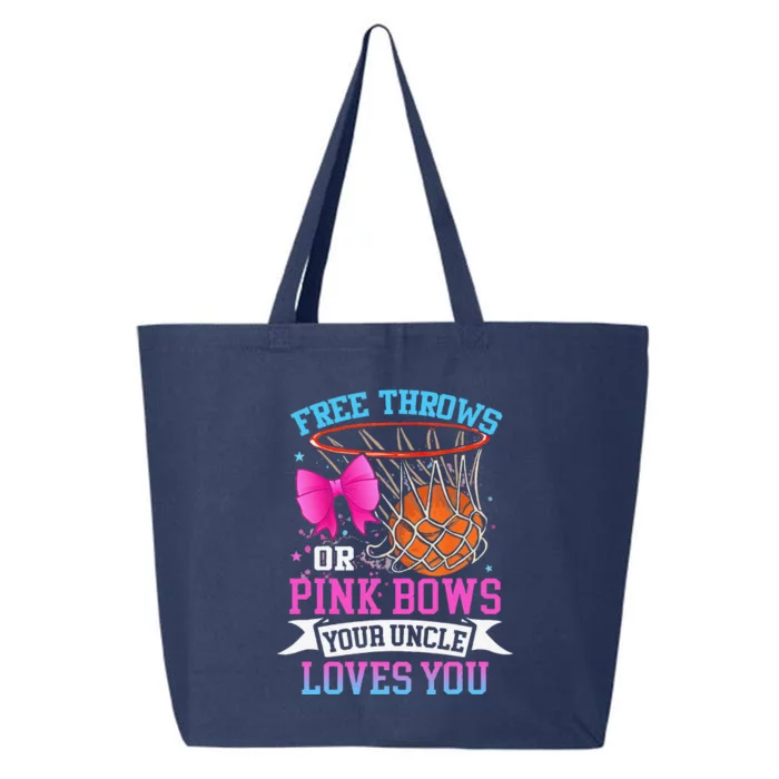 Free Throws Or Pink Bows Your Uncle Loves You Gender Reveal 25L Jumbo Tote