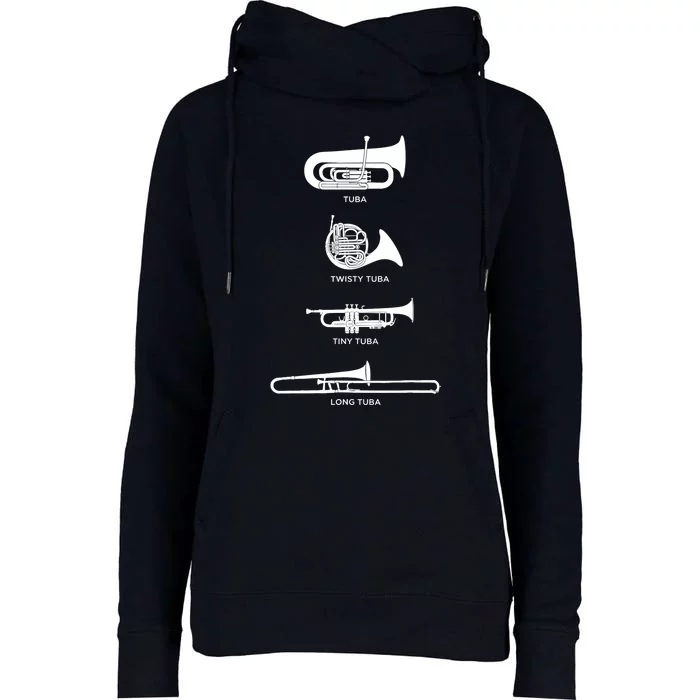 Funny Types Of Tuba Womens Funnel Neck Pullover Hood