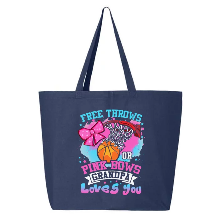 Free Throws Or Pink Bows Grandpa Loves You Gender Reveal 25L Jumbo Tote