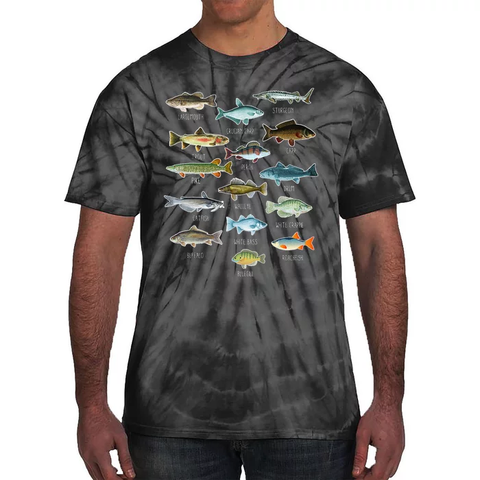 Fishing Types Of Freshwater Fish Fishing Season Gift Tie-Dye T-Shirt