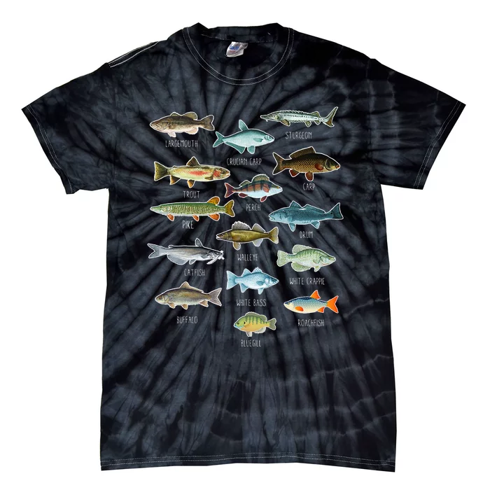 Fishing Types Of Freshwater Fish Fishing Season Gift Tie-Dye T-Shirt