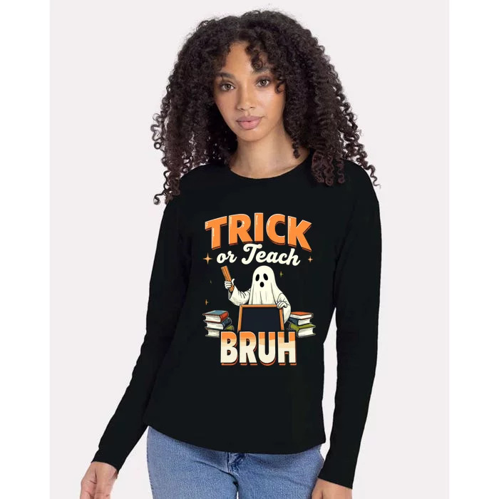 Funny Trick Or Teach Halloween 2024 Costume Cool Gift Womens Cotton Relaxed Long Sleeve T-Shirt