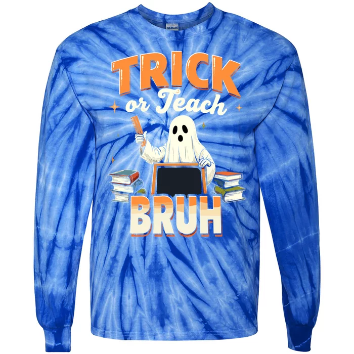 Funny Trick Or Teach Halloween 2024 Costume Cool Gift Tie-Dye Long Sleeve Shirt