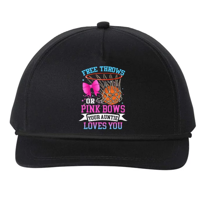 Free Throws Or Pink Bows Your Auntie Loves You Gender Reveal Snapback Five-Panel Rope Hat